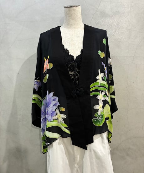 Flower Pattern Sheer Silk Gown BK