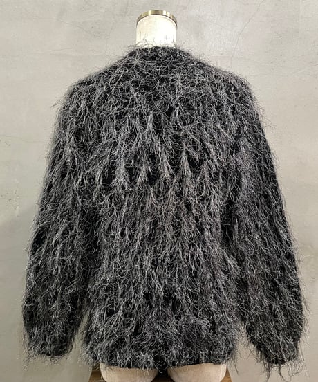 Silver Button Shaggy Knit Cardigan SLBK