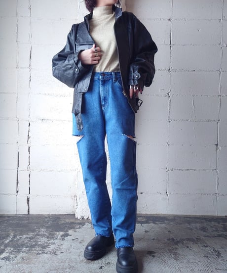 Dolman Sleeve Leather Riders Jacket BK