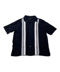 Line Design Open Collar Silk Shirt BK