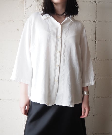 FLAX Open Collar Linen Shirt IV