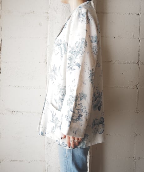 SAG HABBOR Flower Print Unlined Tailored Jacket IVBL