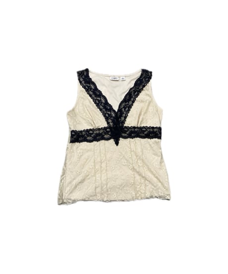 V Neck Lace Tank Top BK IV
