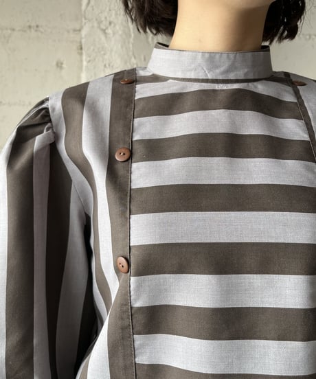 Volume Sleeve Stripe Blouse BRGR