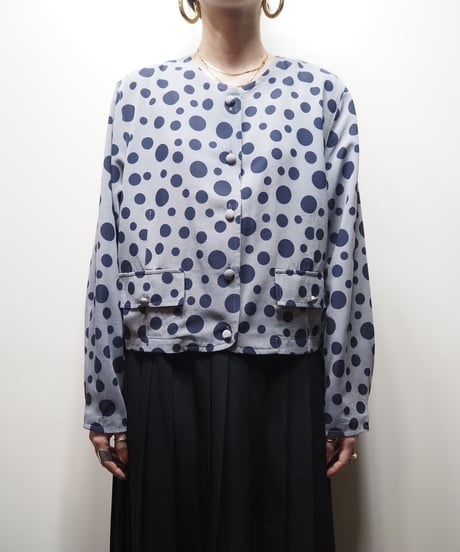 Dot Collarless Jacket GRNV