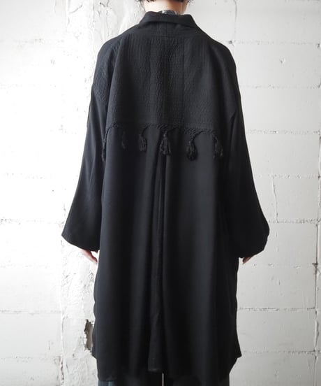 Back Fringe Square Collar Jacket BK