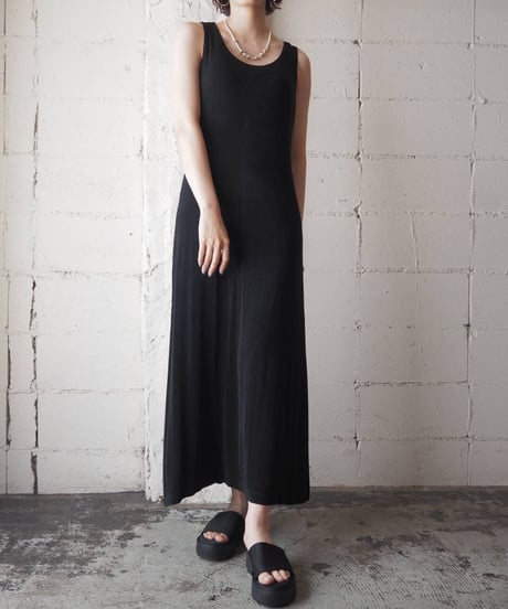 Spandex Mix Sleeveless Long Dress BK