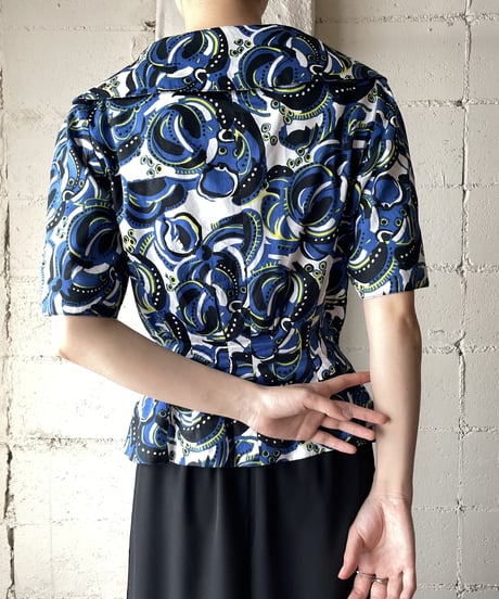 1980's Guy Laroche Big Collar Blouse BL WH