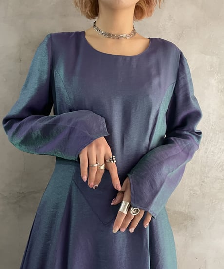 Aurora Color  Hem Slit Design Dress PUR