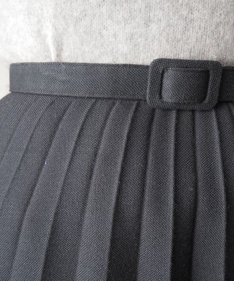 Pleated Belted Long Skirt BK
