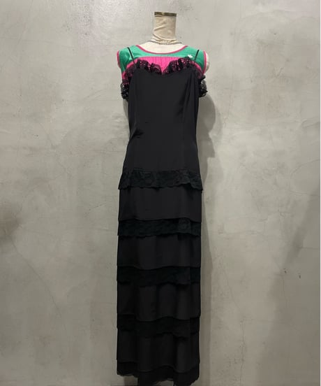 Lace Tiered Camisole Dress BK