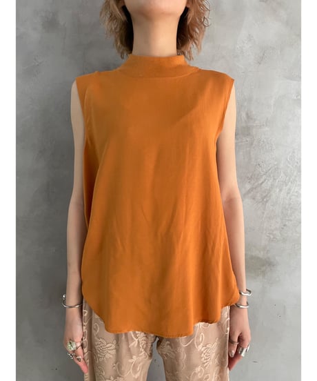 Rib Mock Neck sleeveless Blouse OR