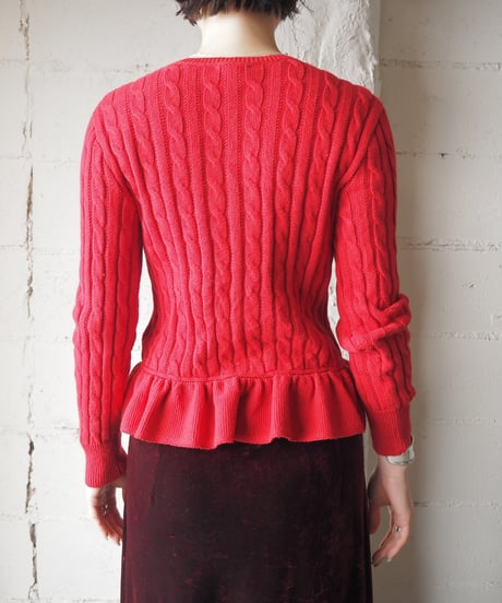 Ralph Lauren Frilled Hem Cable Cardigan RE