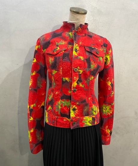 DOLCE&GABBANA Strawberry Pattern Denim Jacket RE