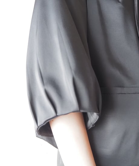 Drawstring Big Collar Short Jacket BK