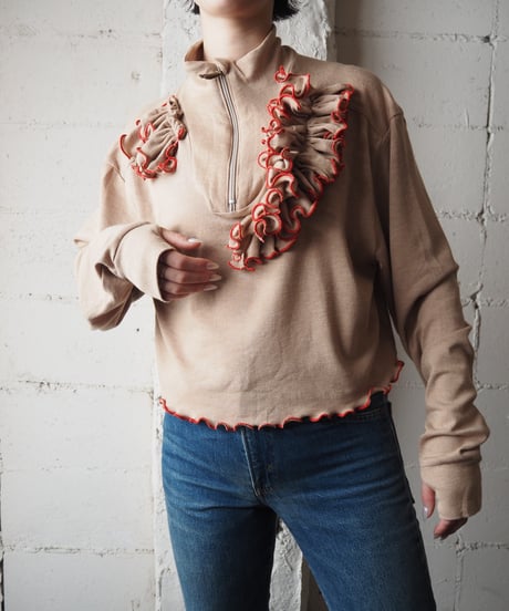 REMAKE Mellow Stitch Frill Half Zip BE RE