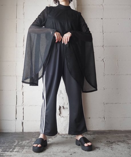 Angel Sleeve Sheer Tops BKSV