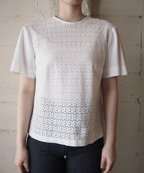 1960's EURO Flower Cutwork S/S Blouse  WH