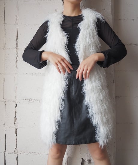 Long Shaggy Knit Vest WH