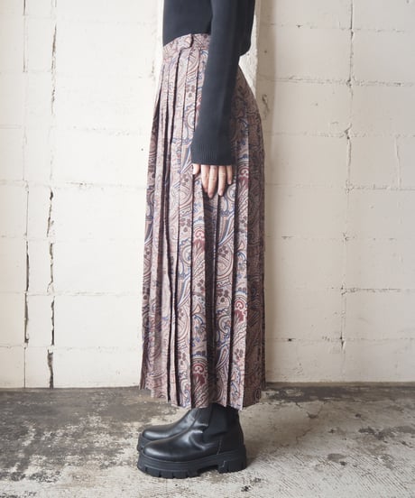 Paisley Pattern Pleated Skirt GR