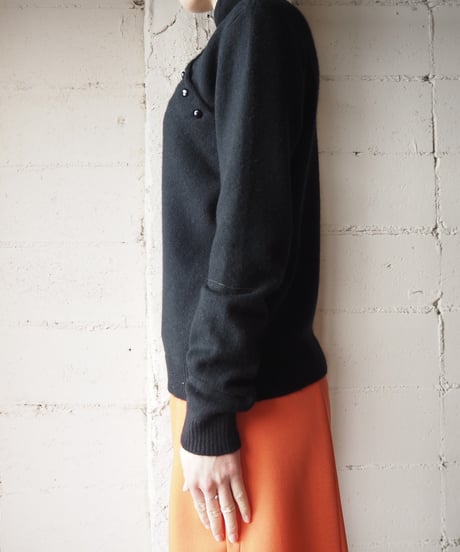 Ralph Lauren Asymmetric Stand Color Knit  BK