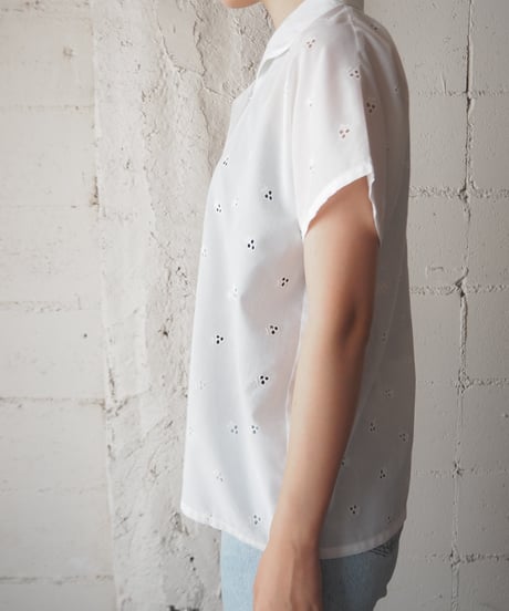 1970's Euro Cutwork French Sleeve Shirt WH