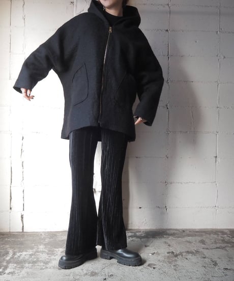 Zipup Dolman Sleeve Hood Jacket BK