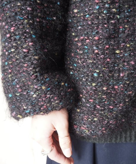 Mix Color Belted Knit Coat BKPIBL