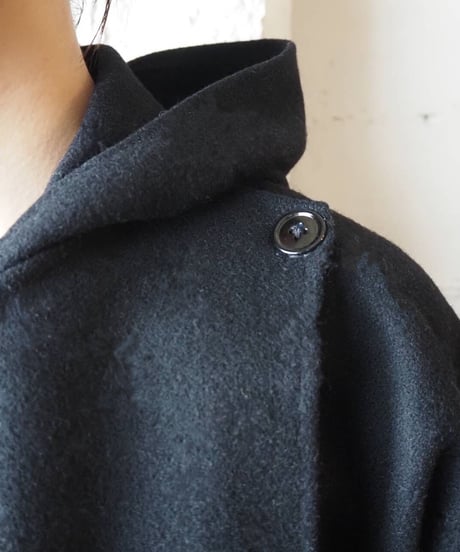 Hooded Poncho Coat BK