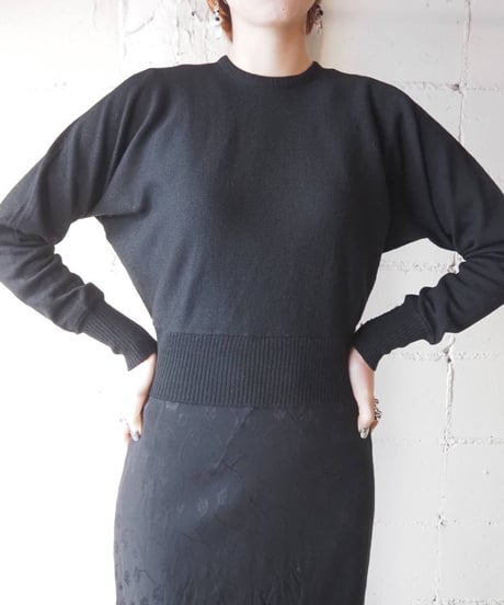 Cropped Dolman Sleeve Knit BK