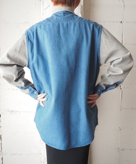 carhaat Denim×Cotton Twill B.D. Shirt BLBE