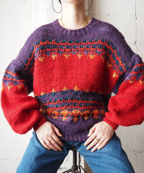 Volume Sleeve Pattern Knit PURRE