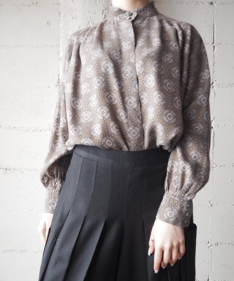 Multi Pattern Band Collar Tuck Shirt LBR