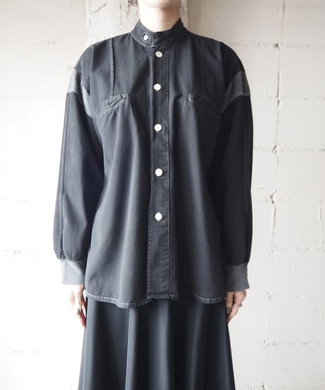 White Stitch Switching Shirt BKGR