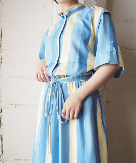 1970's Stripe Shirt Dress BL
