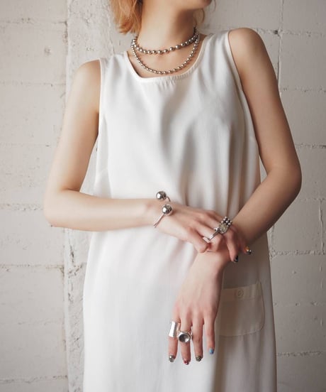 Collarless Slit N/S Dress WH