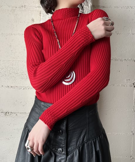 Pattern Neck&Hem Rib Knit RE