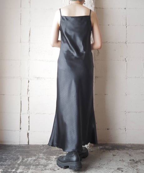 Satin Long Flared Camisole Dress BK