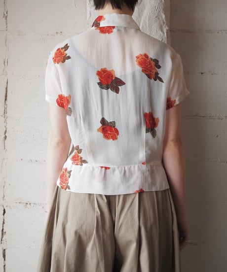Flower Pattern Rayon Sheer Shirt WHRE