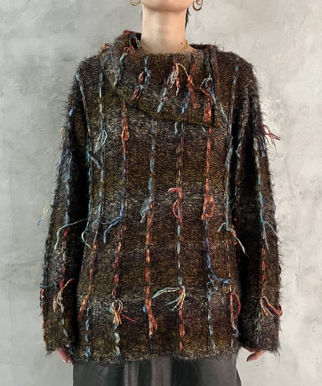 Ribbon Design Collar Knit BRBL