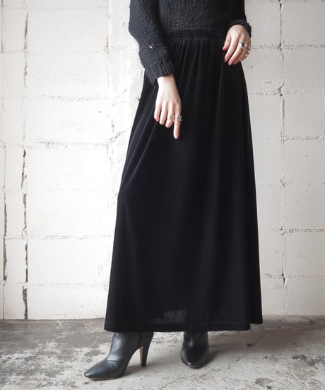 Velour Easy Flared Skirt BK