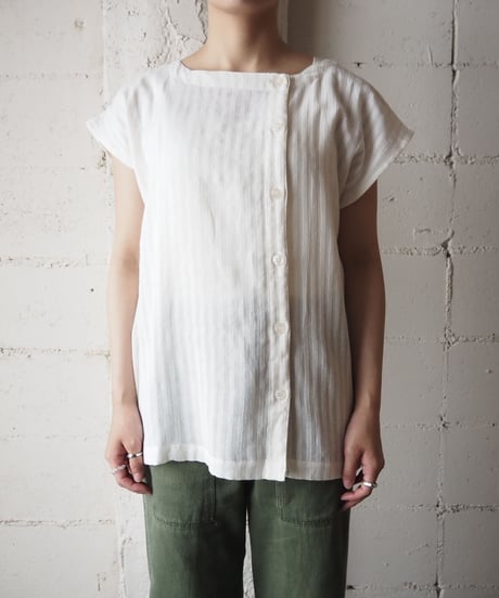 1980's Square Neck Stripe Blouse