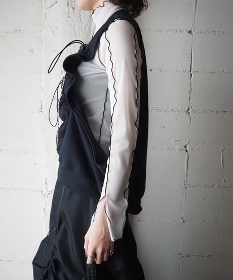 Remake Drawstring Sweat Vest BK