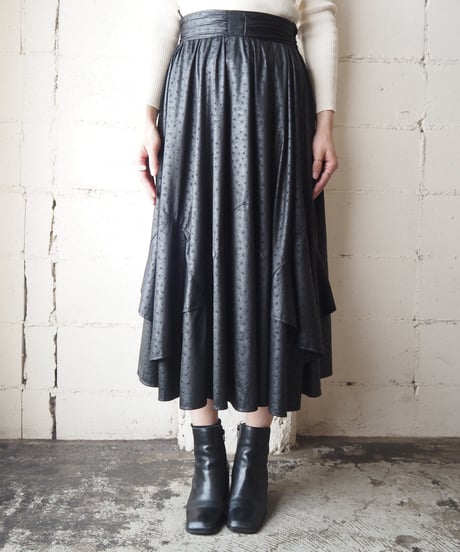 Flared Hem Ostrich Skirt BK