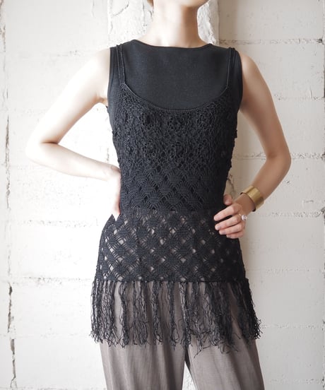 Crochet Fringe Hem Camisole BK