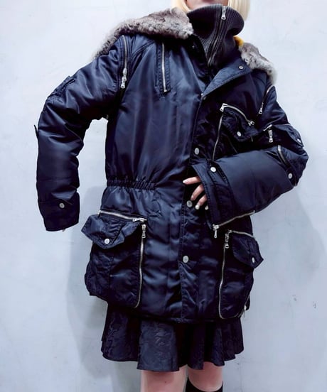 Dolce&Gabbana Spiral Zip Design Mods Coat BK