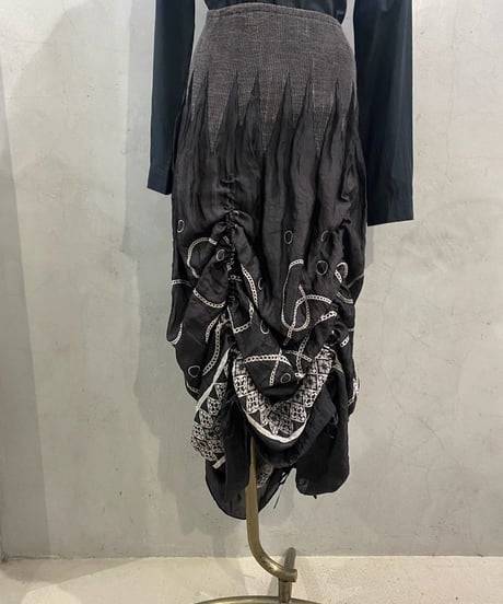 Drawstring Design Multi Pattern Skirt Dress BK
