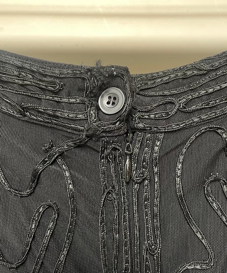Tape Embroidery Straight Pants BK