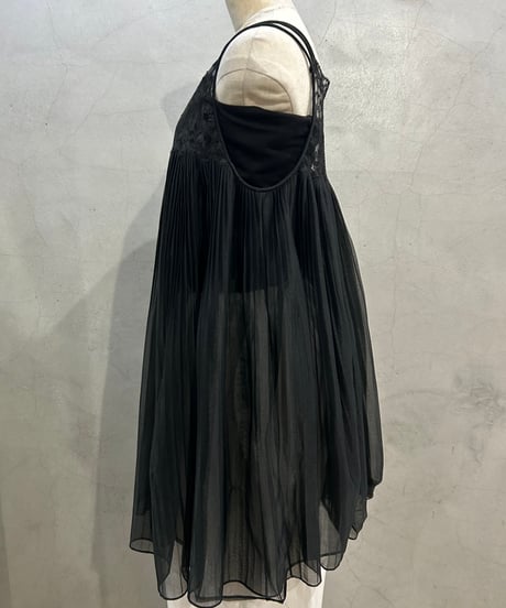 Lace × Pleats N/S Dress BK