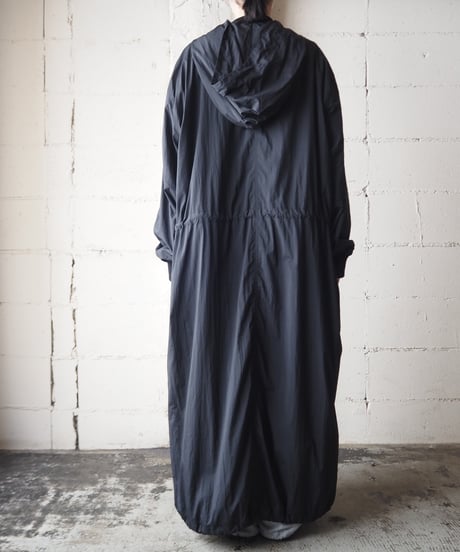 DKNY Hooded Nylon Long Coat BK
